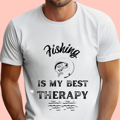 "Fishing is my best therapy" Unisex Cotton Tee