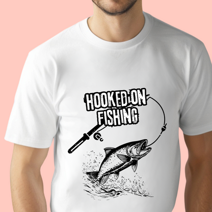 "Hooked on fishing" Unisex Cotton Tee