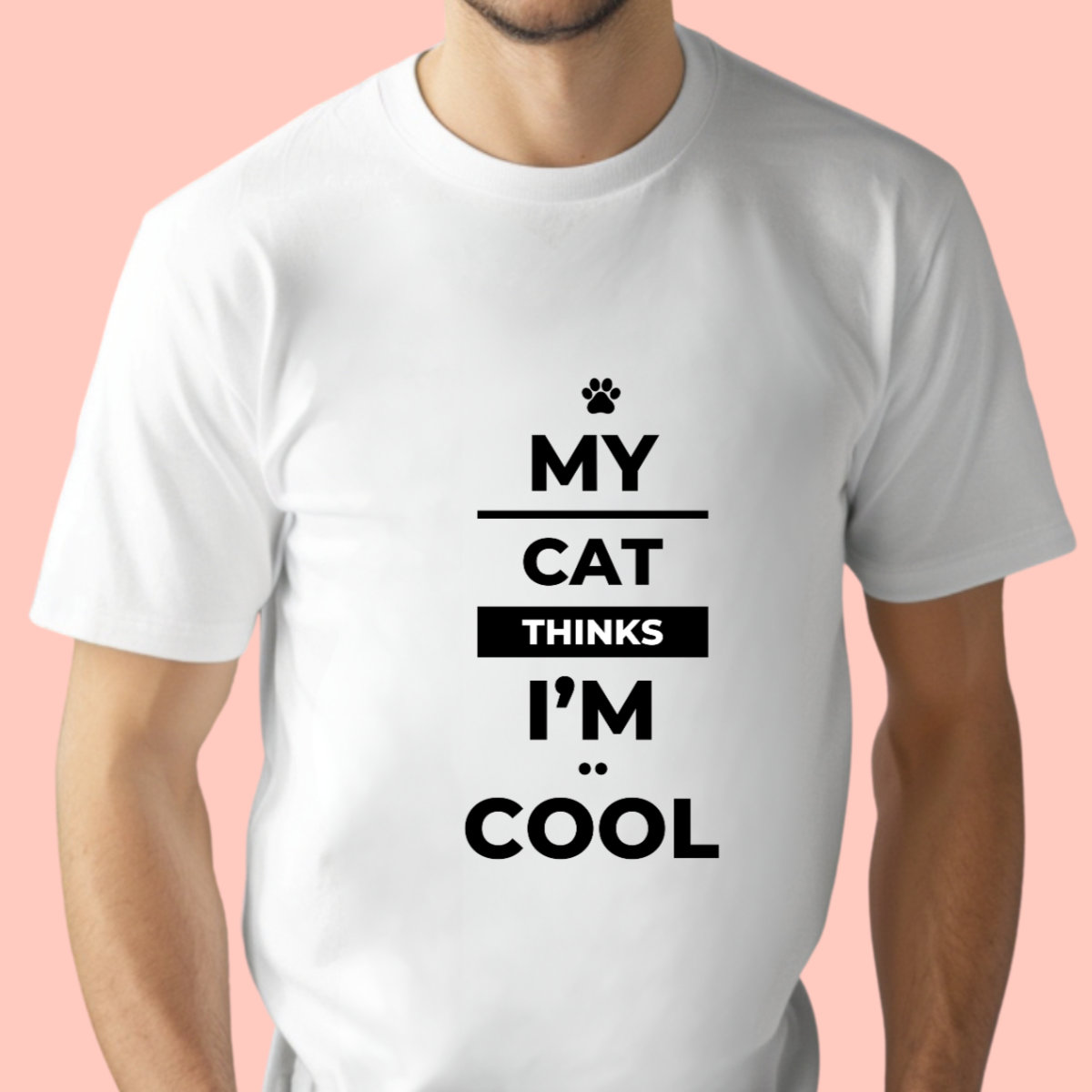 "My cat thinks I'm cool" Unisex Cotton Tee