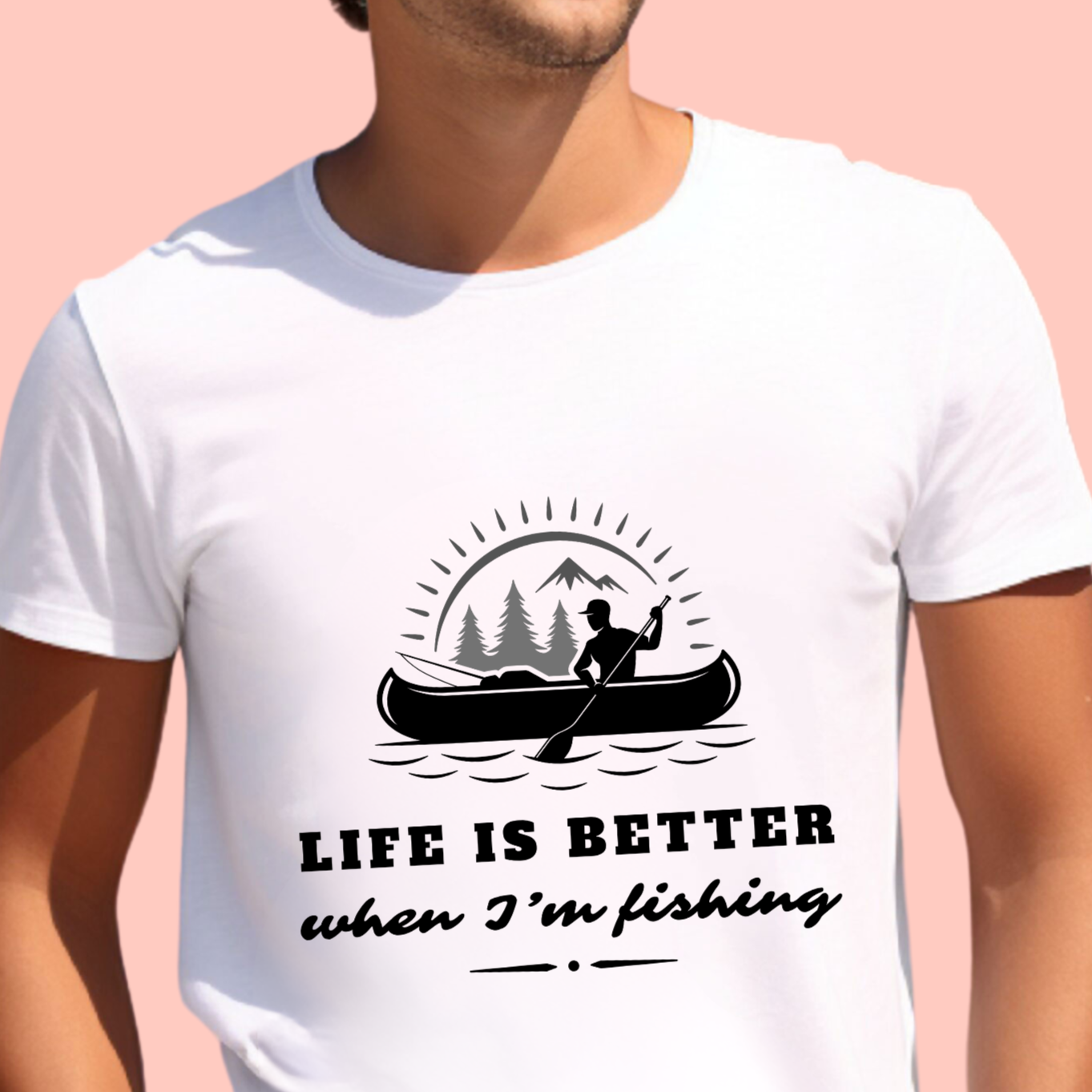 "Life is better when I'm fishing" Unisex Cotton Tee