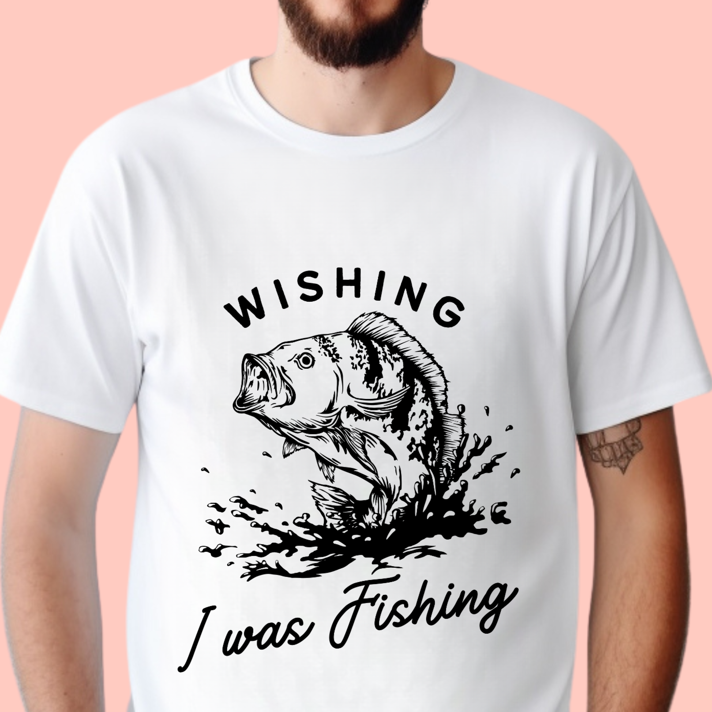 "Wishing I was fishing" Unisex Cotton Tee