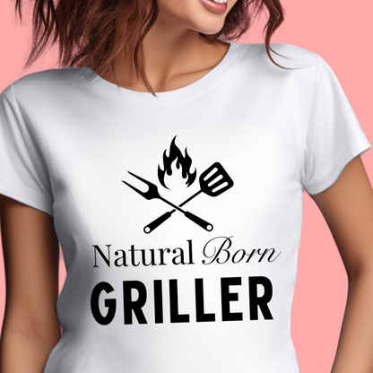 "Natural  born griller" Unisex Cotton Tee