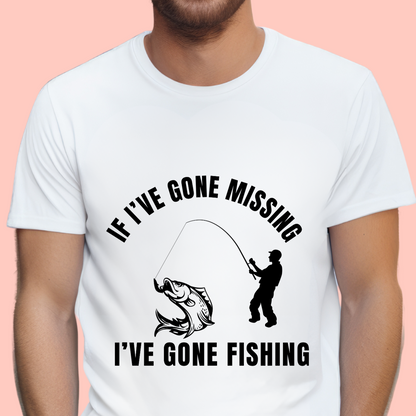 "If I’ve gone missing I've gone fishing" Unisex Cotton Tee