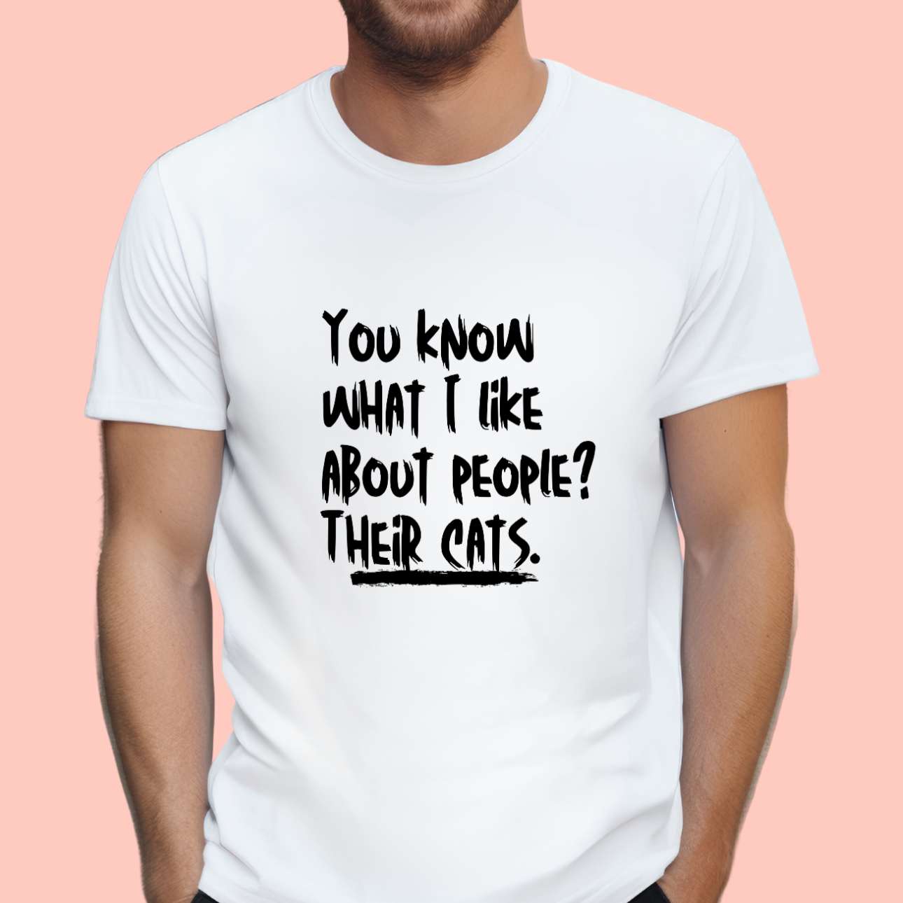 "You know what I like about people? Their cats" Unisex Cotton Tee