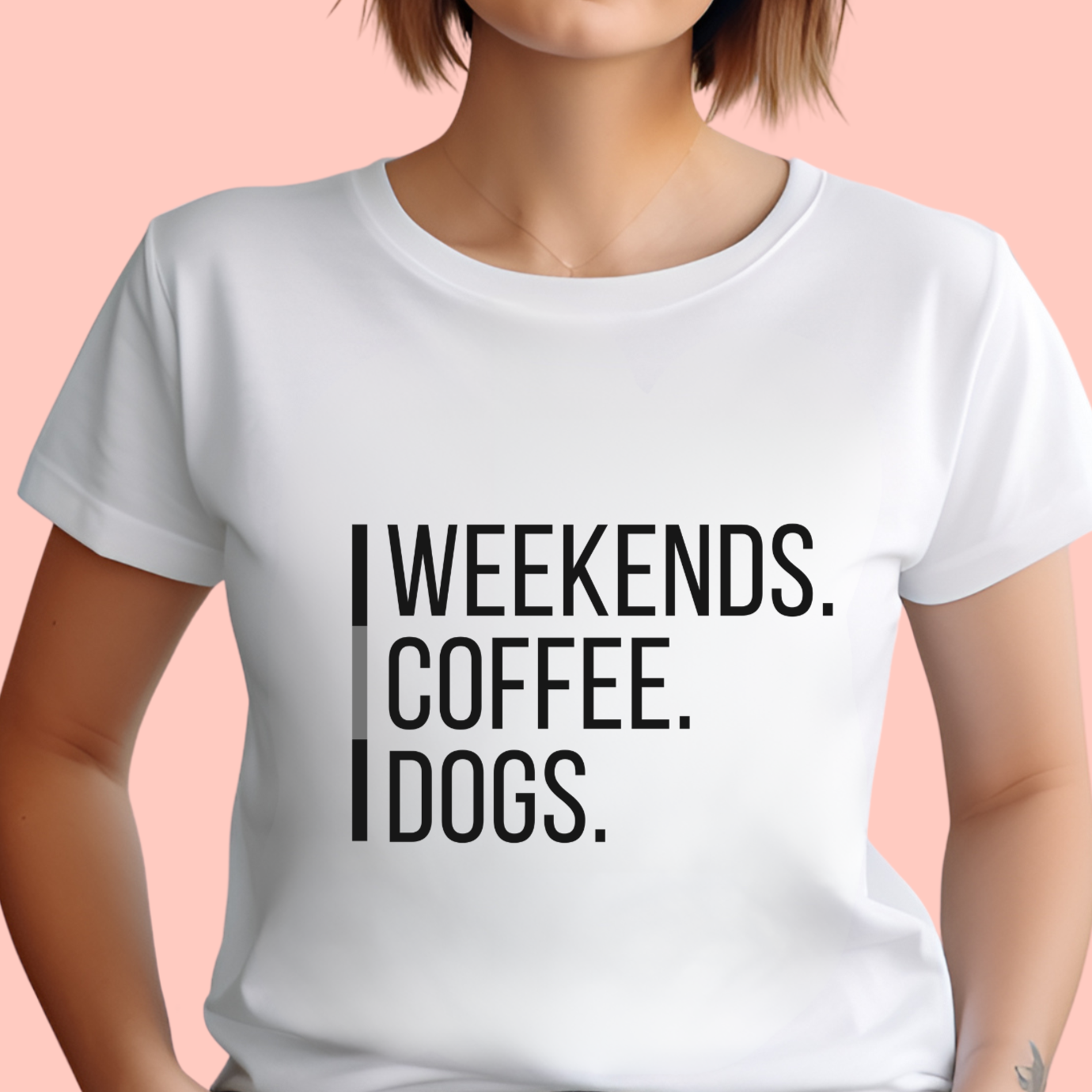 "Weekends coffee dogs" Unisex Cotton Tee