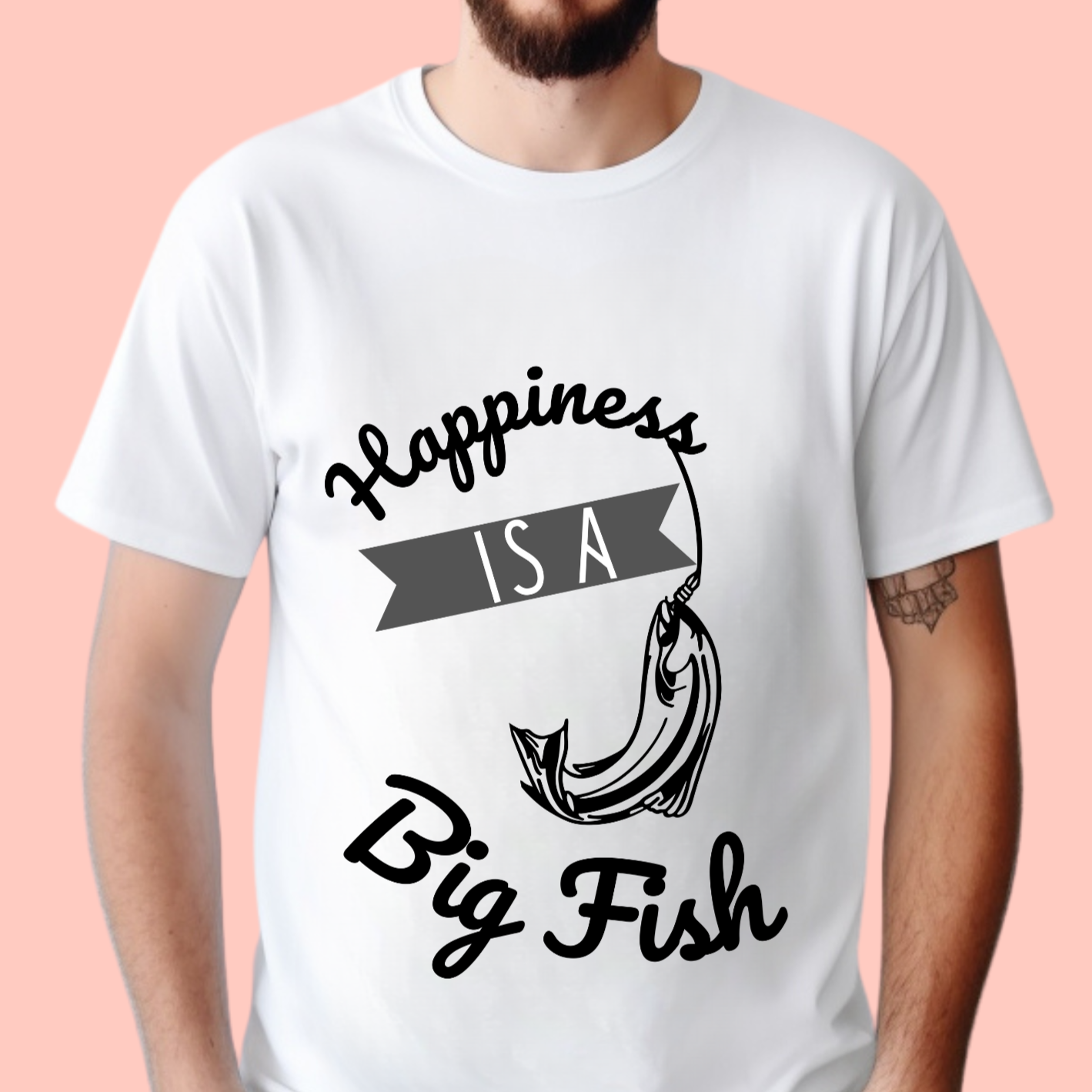 "Happiness is a big fish. " Unisex Cotton Tee