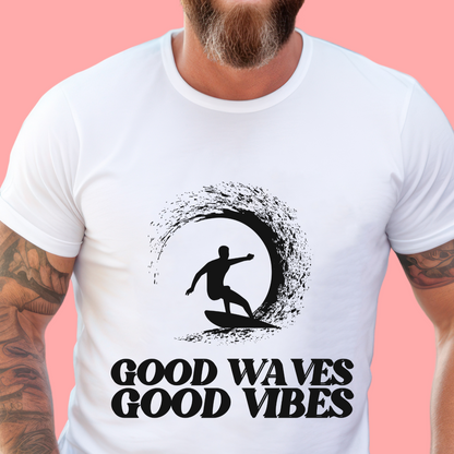 "Good waves good vibes" Unisex Cotton Tee