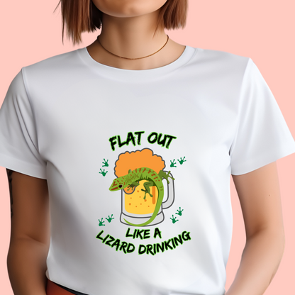 "Flat out like a lizard drinking" Unisex Cotton Tee