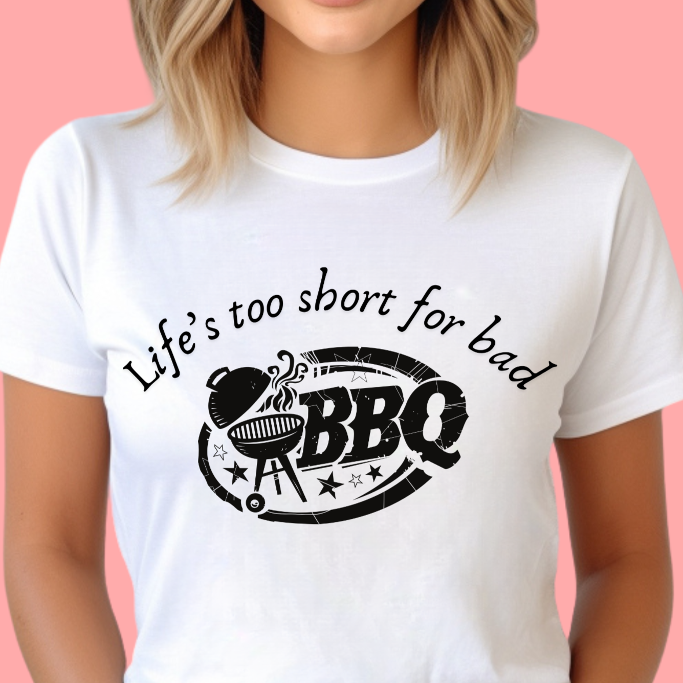 "Life's too short for bad BBQ." Unisex Cotton Tee