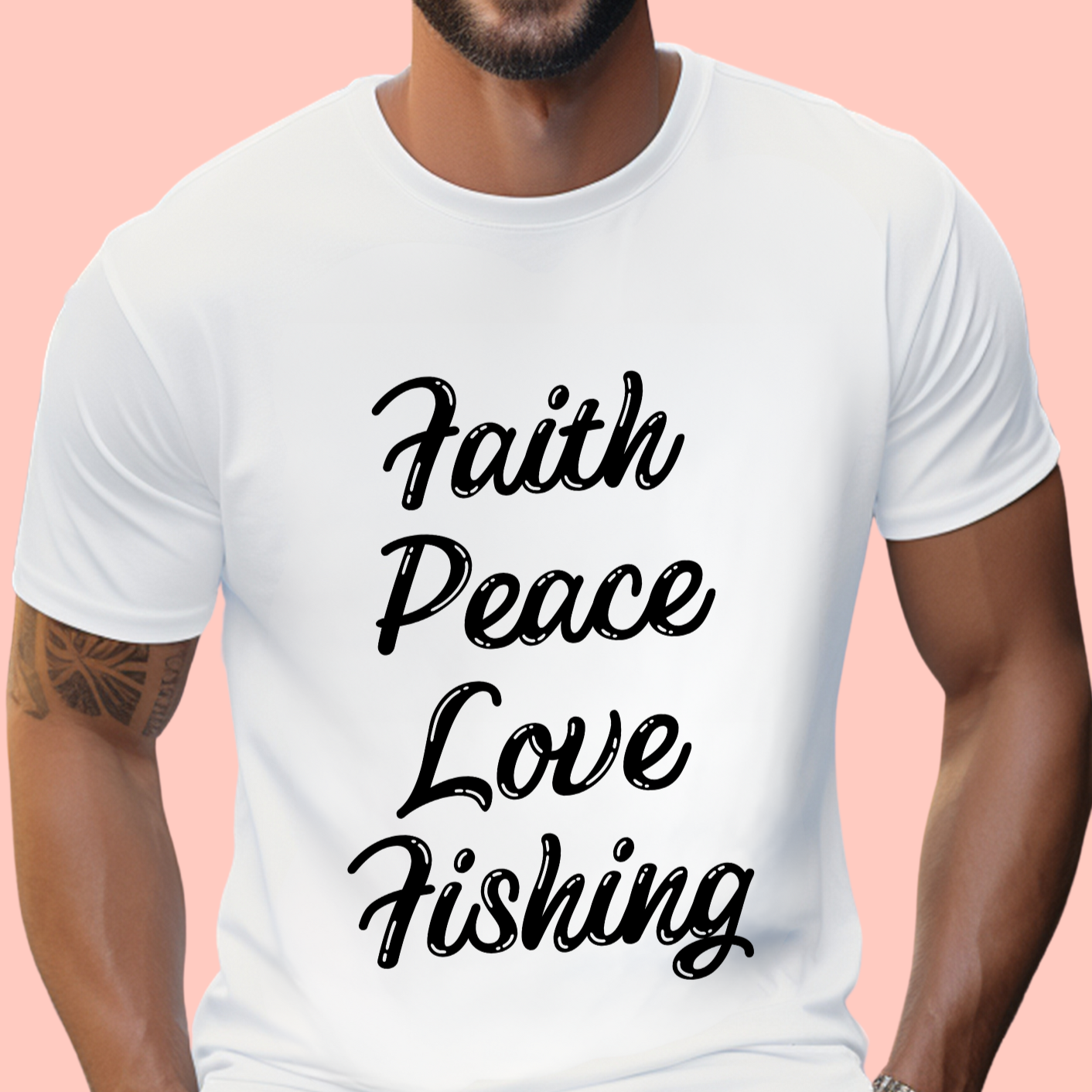 "Faith peace love fishing" Unisex Cotton Tee