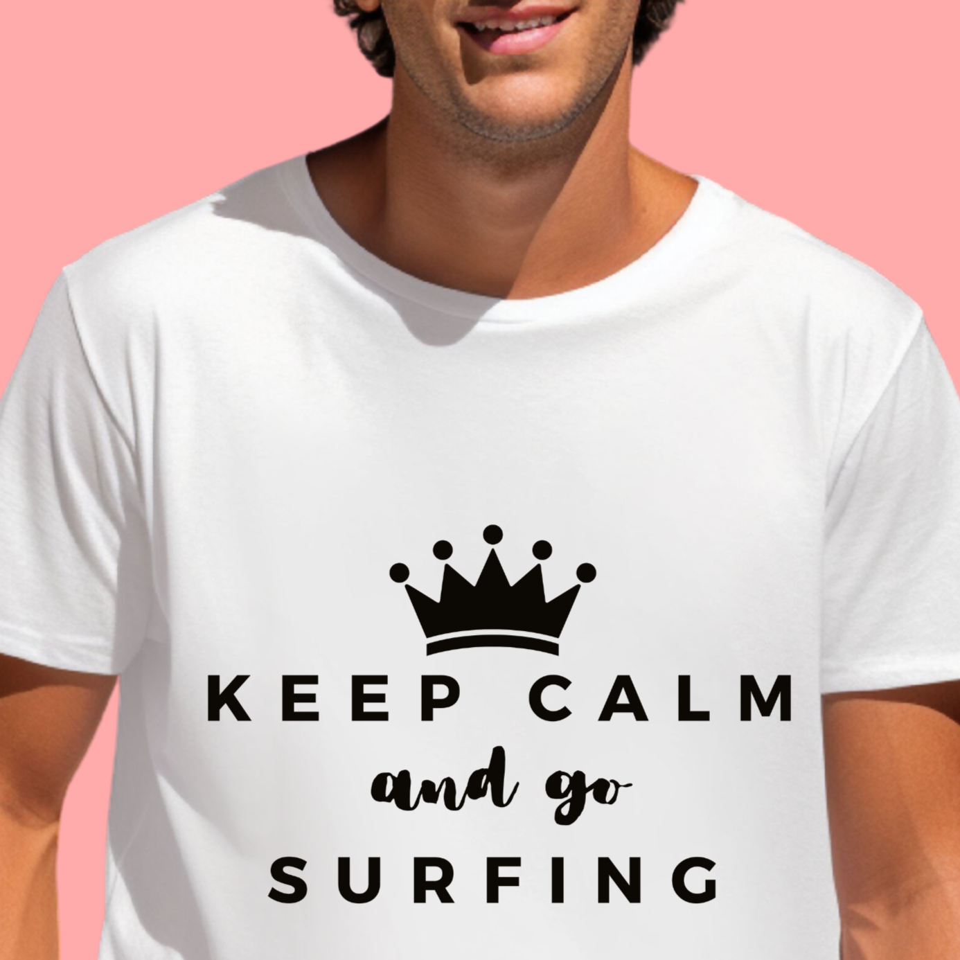 "Keep calm and go surfing" Unisex Cotton Tee