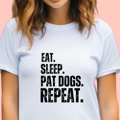 "Eat. Sleep. Pat dogs. Repeat" Unisex Cotton Tee