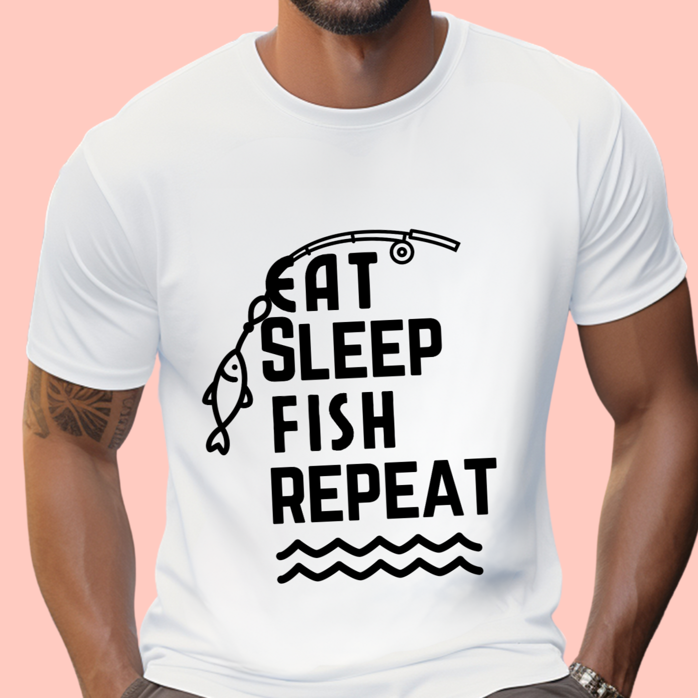 "Eat. Sleep. Fish. Repeat." Unisex Cotton Tee