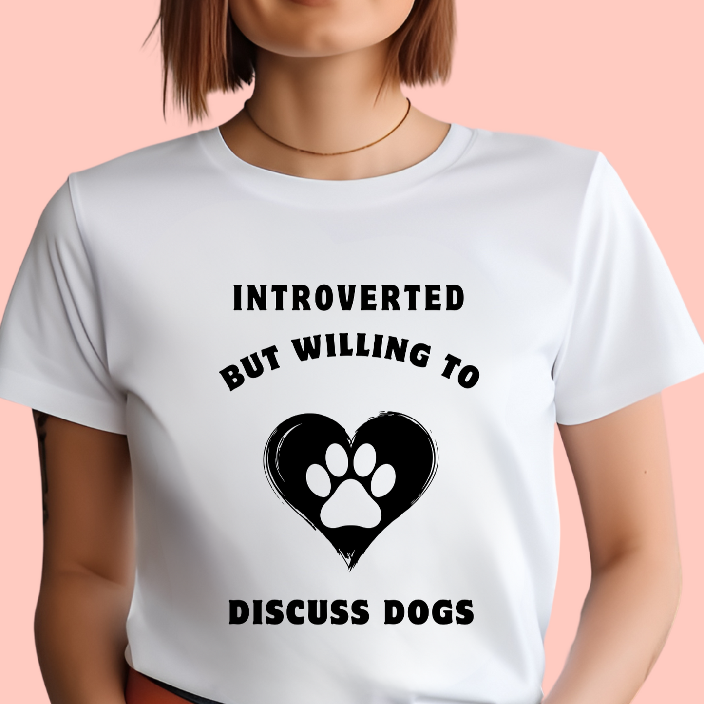 "Introverted but willing to discuss dogs" Unisex Cotton Tee