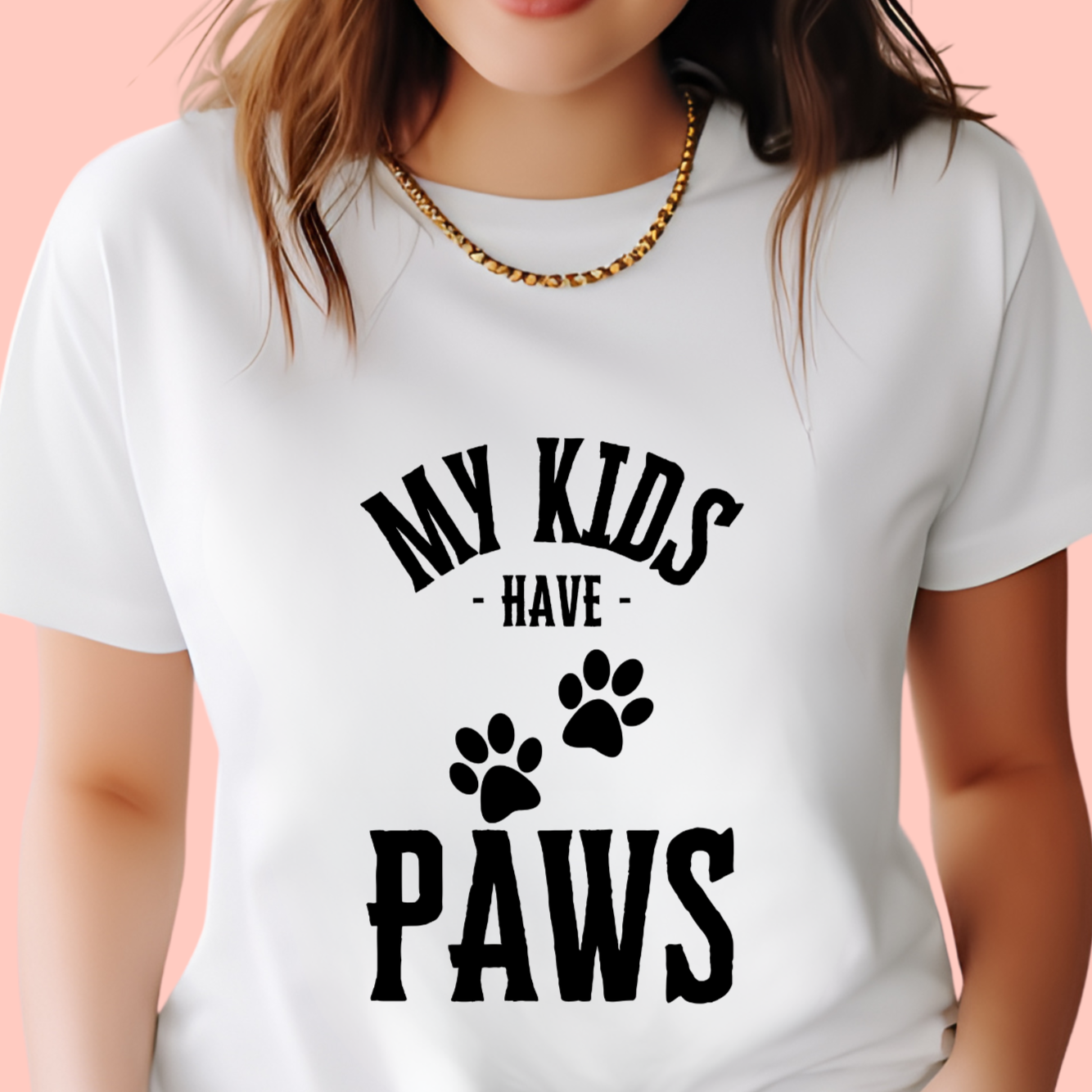 "My kids have paws" Unisex Cotton Tee