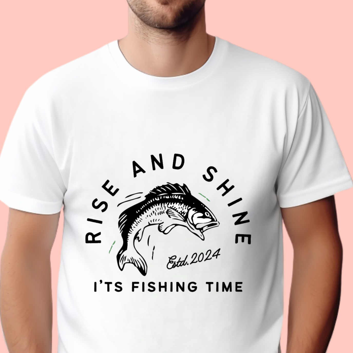 "Rise and shine it's fishing time" Unisex Cotton Tee