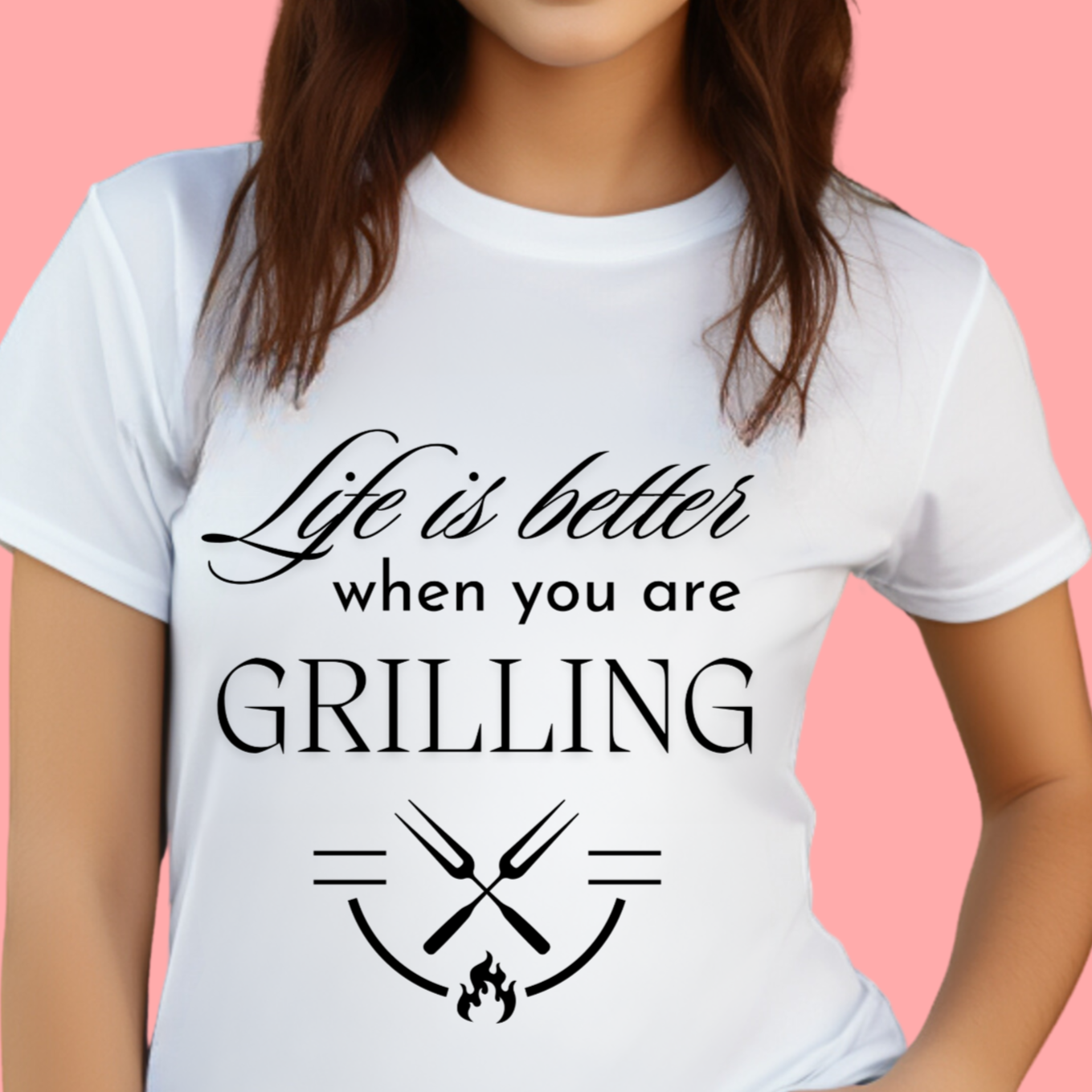 "Life is better when you are grilling." Unisex Cotton Tee